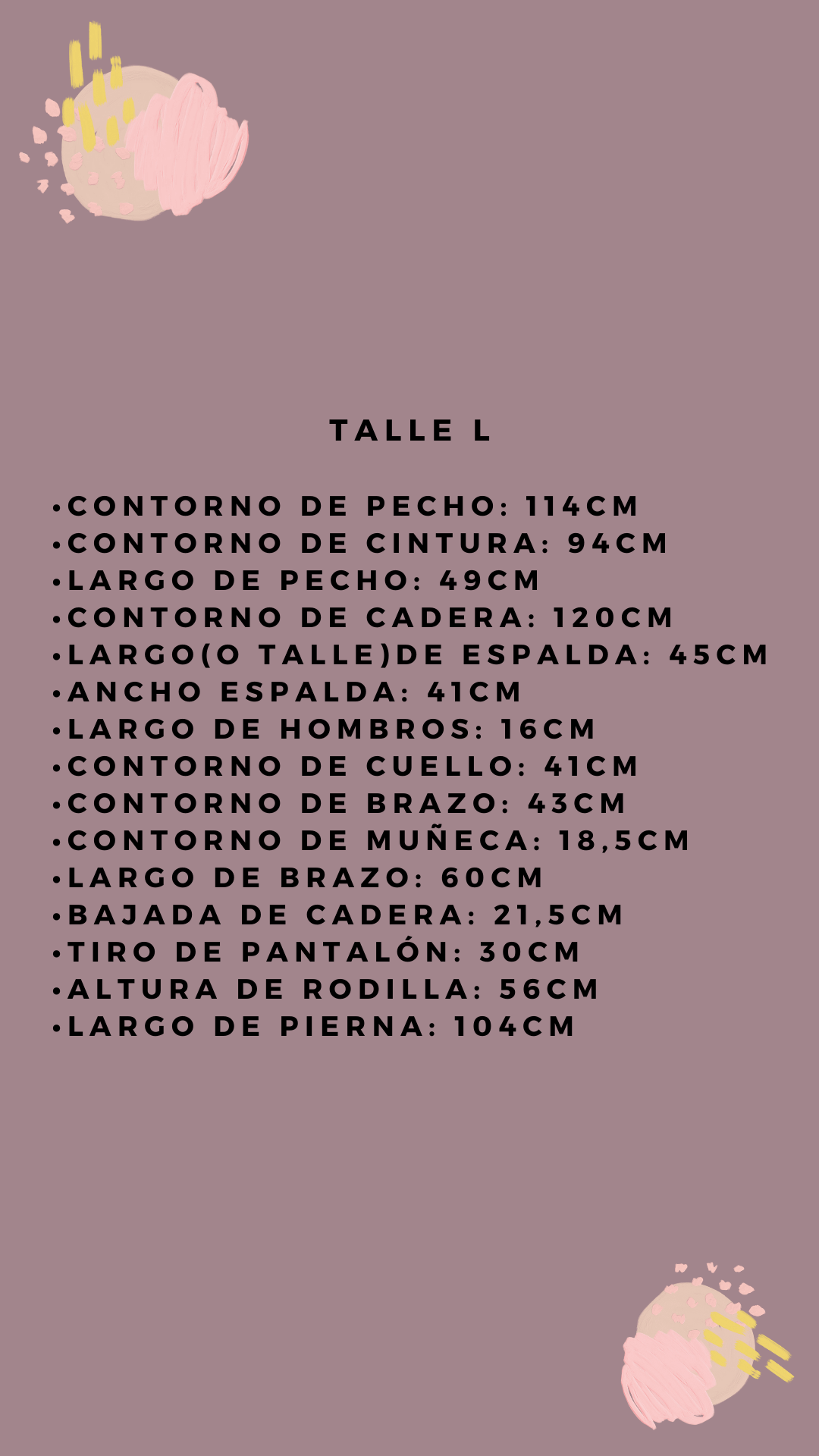 Tabla de Talles - Talle L